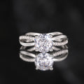 Silver Tone Round CZ Solitaire Ring Infinity Pavé Band Sizes 6-10 view 3