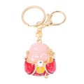 Chinese Wealth God Keychain Pink Head Red Enamel Gold view 5