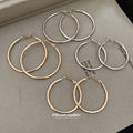 Slim Polished Metal Hoop Earrings in Three Size and Color Options view 1