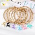 Gold Tone Beaded Balloon Dog Charm Stretch Bracelets view 1