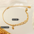 Gold Dual Layer Snake Lips Chain Bracelet With Steel Ball Charm view 2