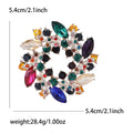 Multicolor Crystal Gem Wreath Brooch Gold Tone Open Circle view 5