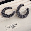 Eight Leopard Print Fuzzy Open C Hoop Statement Earrings view 12