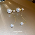 White Pearl Threader Drop Earrings For Women Jewelry view 2