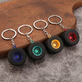 Black Tire-Shaped Keychain With Colored Spoke Rim, 8 Styles view 1