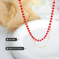 Gold Double Layer Necklace with Red or Black Glass Beads view 2