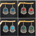 Silver Filigree Crystal Tassel Drop Earrings Boho Nine Styles view 1