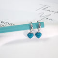 Silver Tone Hoop Enamel Heart Drop Earrings 6 Colors view 7