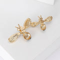 Twin Bee Brooch Black Yellow Enamel Rhinestone Wings view 4