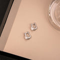 Silver Leverback Huggie Earrings White Round Cabochon view 2