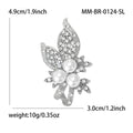 Pearl Rhinestone Leaf Brooch Gold Silver Floral Pin view 7