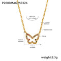 Stainless Steel Pave Zircon Butterfly Outline Necklace Gold Steel view 7