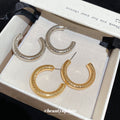 Textured Spotted C Hoop Stud Earrings Jewelry Pair view 4