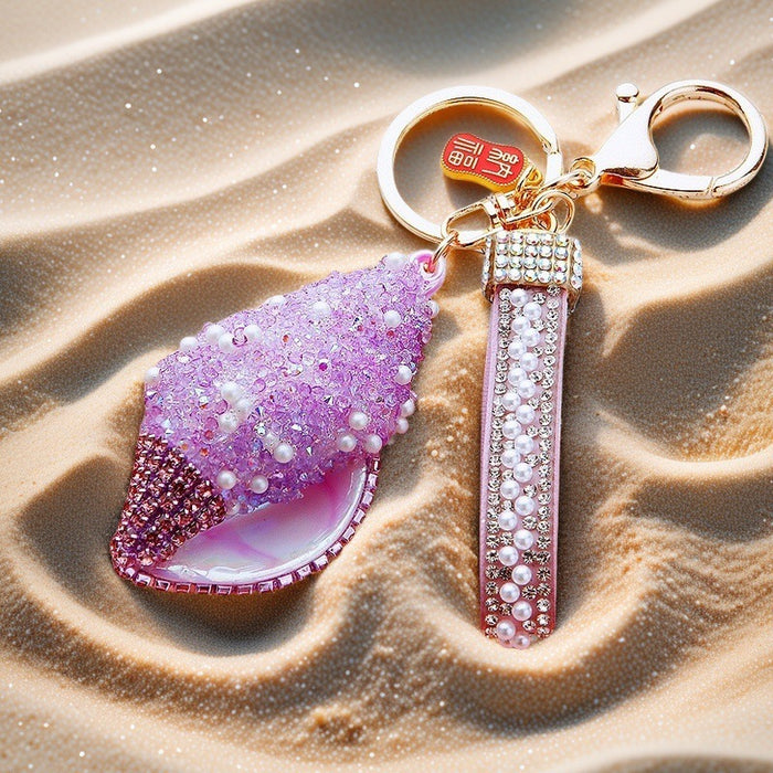 Jeweled Candy Conch Shell Keychains in Five Colors plus Assorted Option
