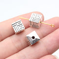 9.4x9x9mm 4.4g Antique Silver Zinc Alloy Square Fu Character Small Hole Spacer Beads for DIY Jewelry Making