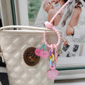 Acrylic Pink Cherry Rainbow Chain Bag Charm With Heart view 6