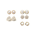 Gold Pearl White Enamel Stud Earring Set Five Pair Styles view 5