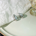Polished Gold and Silver Teardrop Metal Stud Earrings view 7