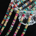 Multicolor Flat Disc Stone Bead Necklace Gold Spacers view 3