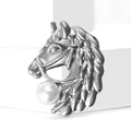 Horse Head Brooch With Pearl Accent In Silver And Gold Tones view 4