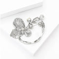 Faceted Glass Flower Brooch with Curved Crystal Stem view 3