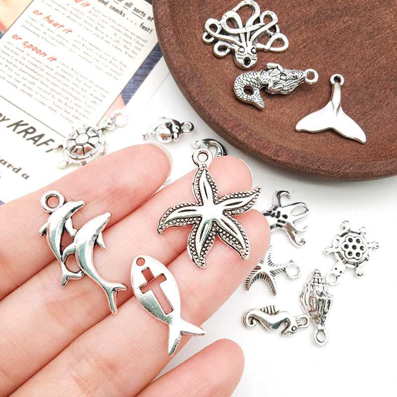 Zinc Alloy Ocean Seahorse Starfish Turtle Shell Charm Pendants for DIY Bracelet Necklace
