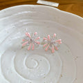 Pink Petal Earrings With Crystal Centers In Two Fastener Styles view 6