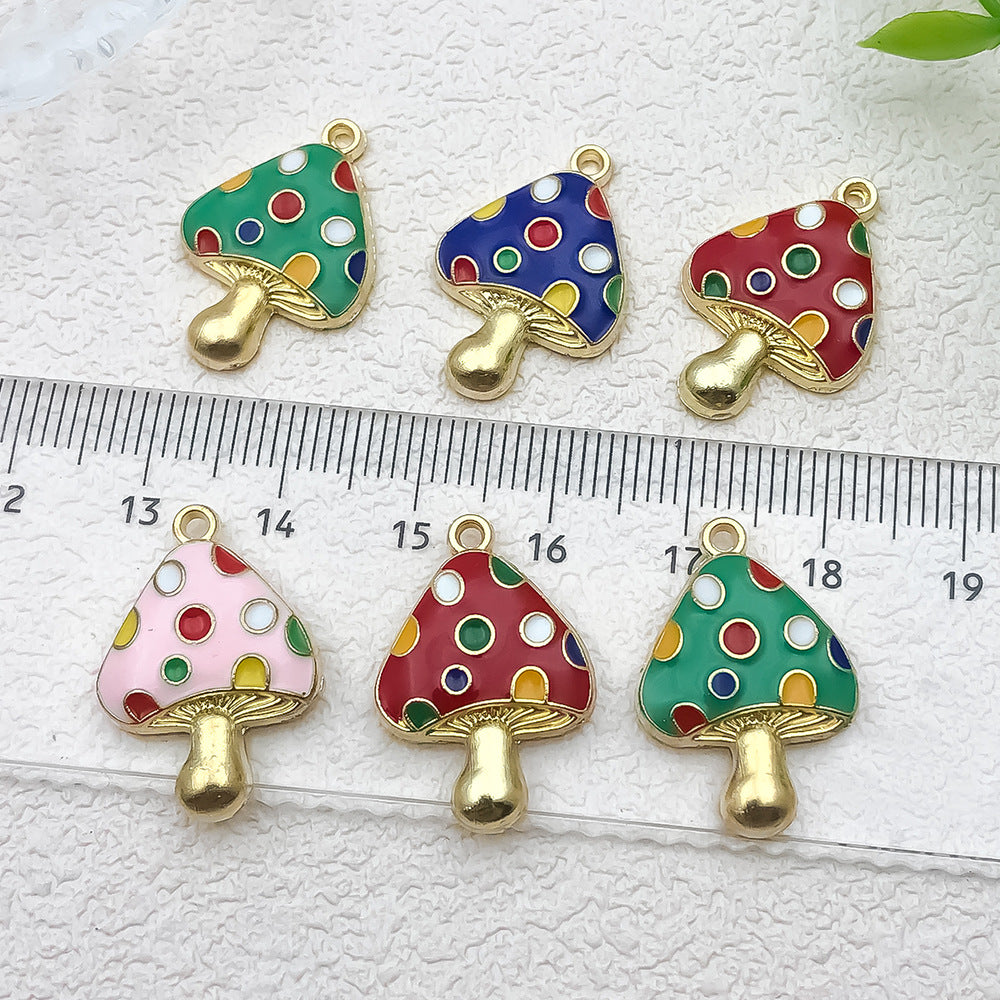 Zinc Alloy Enamel Red Mushroom Charm Pendant for DIY Bracelet Earrings Keychain