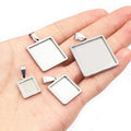 Square Cabochon Pendant Tray Blanks in Gold and Silver Tones view 4