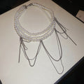 Layered Pearl and Chain Statement Necklaces in Two Styles view 6
