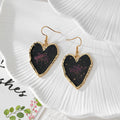 Black Heart Resin Dried Flower Drop Earrings Gold Frame 6 Styles view 7