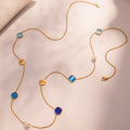 Long Gold Chain Square Cat Eye Stone Necklaces Shell Bead view 2