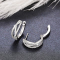 Silver Tone Crossover Wave Clear Crystal Hoop Earrings view 4
