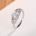 Two Tone Silver Rose Gold Princess Cut Clear Stone Ring Sizes 6-10 view 3