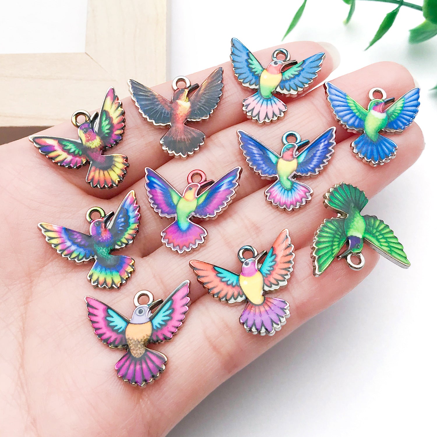Colorful Enamel Zinc Alloy Hummingbird Kingfisher Bird Charm Pendant for DIY Bracelet Necklace