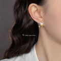 Pink Enamel Strawberry Stud Earrings Star Drop Charms view 2
