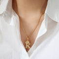 Gold Crown Initial Letter Pendant Necklace Rope Chain view 7