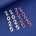 Aqua Red Crystal Number Dangle Crystal Six Designs Metal Dangle Earrings view 3