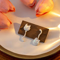 Mismatched White Cat Head and Tail Small Stud Earrings view 1