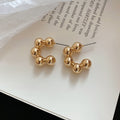 Chunky C Hoop Stud Earrings in Ten Textured Styles view 8
