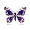 Purple Butterfly Crystal Two Designs Metal Brooch Pin view 1