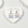 Transparent Beaded Teddy Bear Drop Earrings in Five Color Options view 3