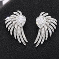 Silver-Tone Wing Stud Earrings with Clear Stones with Clear Stone Details view 2