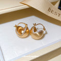Gold Tone Brushed Circular Hoop Earrings With Crystal Accent view 3