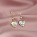 Gold Hook Iridescent Faceted Crystal Drop Earrings Two Shapes view 3