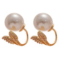 Gold Tone Leaf Pearl Look Hook Earrings Fashion Jewelry for Women view 5