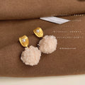 Fluffy Pom-Pom Drop Earrings Six Mixed Metal Styles view 2