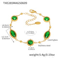 Gold Czech Glass Oval Round Bezel Bracelet Six Colors view 8