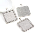 Square Pendant Bezel Trays with Beaded Borders and Textured Backs view 4