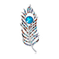 Blue Feather Crystal Metal Brooch Pin for Jackets and Lapels view 1